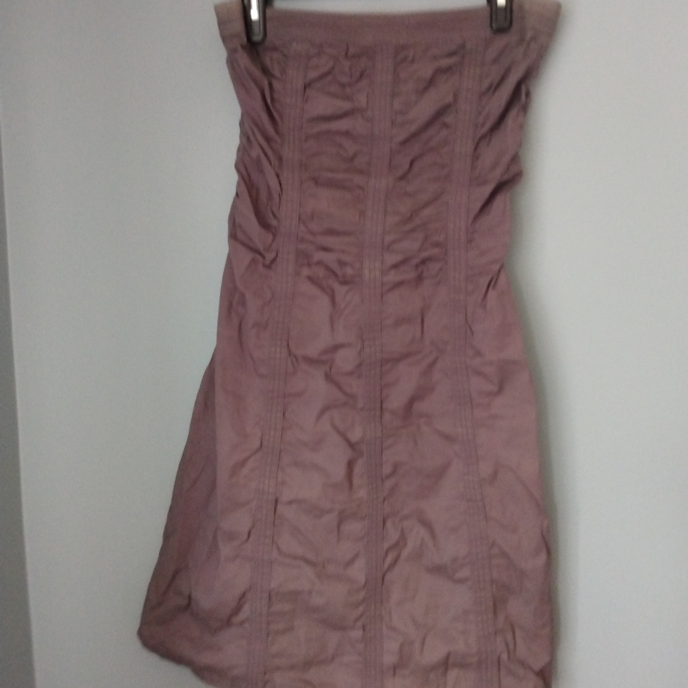Strapless Dress with Ruching, Gray  Back Zipper Junior - Picture 2 of 8